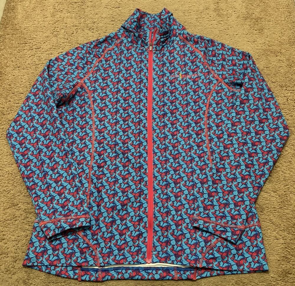 The Players x Peter Millar Long Sleeve 1/4 Zip Butterfly Print Sz Large 50+ UPF